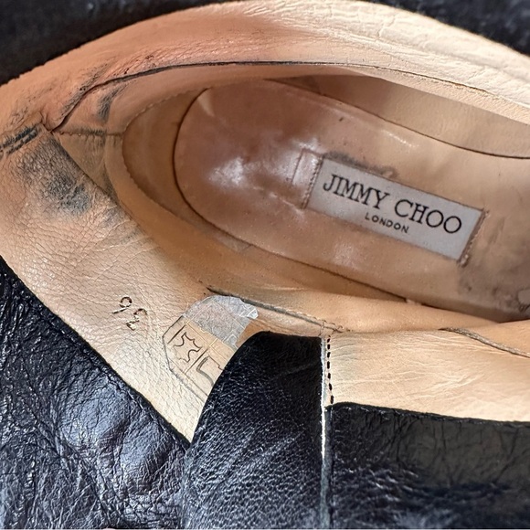 JIMMY CHOO Authentic Black Leather Biker Moto Buckle Boots 36 - Picture 2 of 10